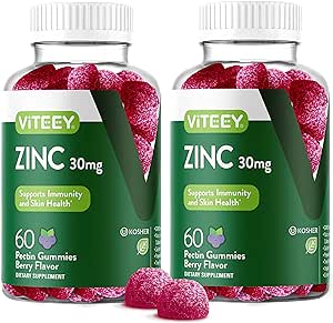 Zinc Gummies Adult & Teens - 30mg - Immune Health Support & Antioxidant Support - Vitamin Zinc Supplement - Vegan, Gelatin Free, GMO Free - Tasty Chewable Berry Flavored Gummy