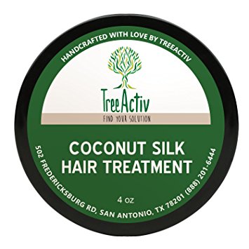 TreeActiv Coconut Silk Hair Treatment (4 oz) | Natural Deep Conditioner | Revitalize Dry Damaged Fibers | Men, Women, Teens | Encourage Growth | Keratin | Vitamin B5 | Silk Aminos | Kukui Nut Oil