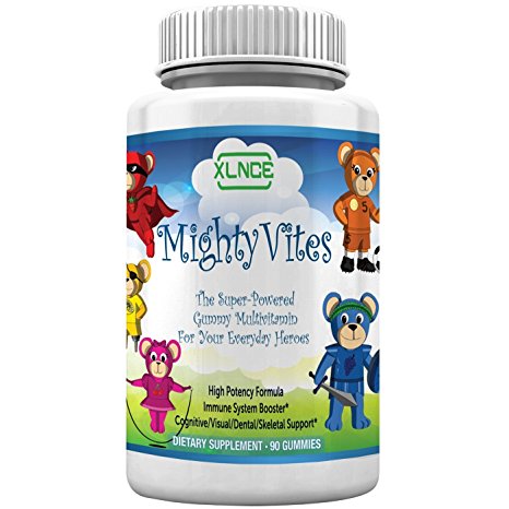 MIGHTY VITES - Childrens Gummy Multivitamins: Rich in Kids Vitamin A, Vitamins D & Biotin. Premium Potency, Vegan Pectin, Kosher, Halaal Immune Booster for Children, Teens and Toddlers. 90 Premium Potency Gummies. Support Independent Canadian Business. Buy 2 get FREE Shipping!