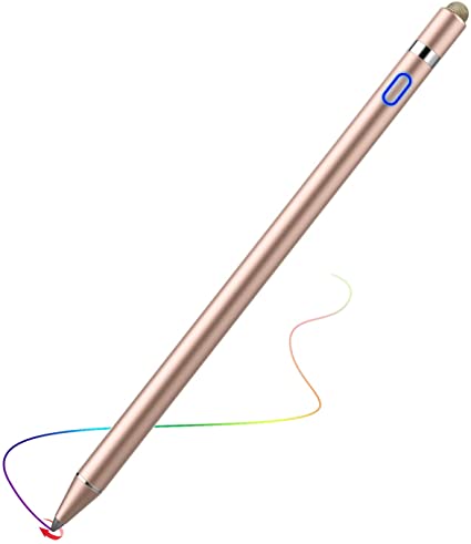 MoKo Stylus Pen with Palm Rejection 2 in 1 Rechargeable Digital Pencil fit Apple 2021 iPad Pro 11/12.9 Inch (2018-2021), iPad 8th Gen, iPad Air 4th/Air 3rd, iPad Mini 5th, iPad 6/7th - Rose Gold