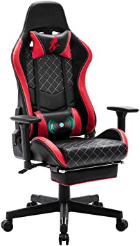 Gaming Chair Gaming Chaise Racing with Massage Lumbar Support Video Game Chair Ergonomic Recliner Computer Chair Tilt E-Sports Chair 180 Degree Recline Easy to Assemble Support Up to 300 lbs (RED)