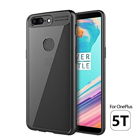 OnePlus 5T back covers, Black Colour Case, eCosmos Full Protective Tpu Transparent Back Case Cover for OnePlus 5T / One Plus five T - (Back Transparent   Side Black)