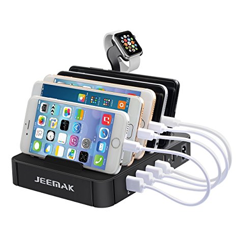 JEEMAK 6 Port USB Charger Dock Smart Charger Station for Apple Watch iPhone & Other Smartphones