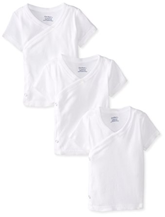 Gerber Unisex-Baby Newborn 3 Pack Short Sleeve Side Snap Shirt