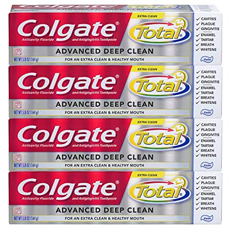 Colgate Total Advanced Deep Clean Toothpaste, 5.8 Ounce, 4 Count