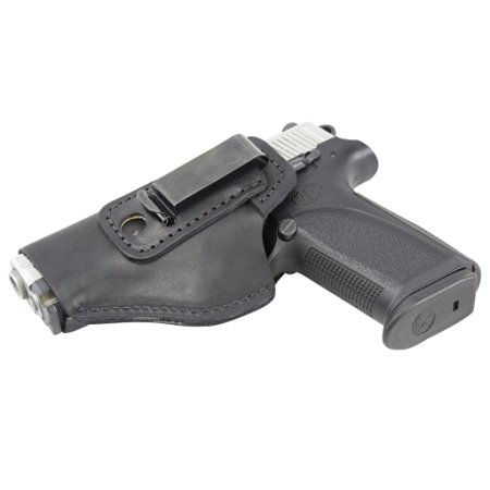 The Defender Leather IWB Holster - Lifetime Warranty - Made in USA - For S&W M&P Shield - GLOCK 17 19 22 23 32 33 / Springfield XD & XDS / Plus All Similar Sized Handguns