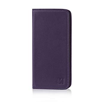 32nd Classic Series - Real Leather Book Wallet Case Cover For Motorola Moto X4, Real Leather Design With Card Slot, Magnetic Closure and Built In Stand - Aubergine