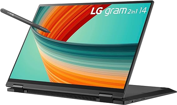 LG gram 14” 2in1 Lightweight Laptop, Intel 13th Gen Core i7 Evo Platform, Windows 11 Home, 16GB RAM, 1TB SSD, Black (14T90R-K.AAB8U1)