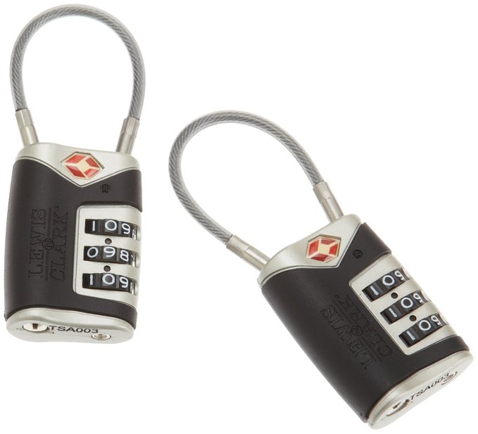 Lewis N. Clark TSA-Approved Combination Luggage Lock With Steel Cable (2-Pack)