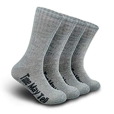 Time May Tell Mens Merino Wool Hiking Cushion Socks Pack (2/4 Pair,6-13 Size)