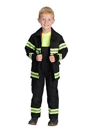 Aeromax Jr. CHICAGO Fire Fighter Suit, Black, Size 2/3.  The best #1 Award Winning firefighter suit.  The most realistic bunker gear for kids everywhere.  Just like the real gear!