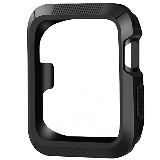Marge Plus Apple Watch Case 38mm, Rugged Protective Slim Shock Resistant iWatch Case for Apple Watch Series 2 ,Series 1, Nike  ,Sport ,Edition -Black