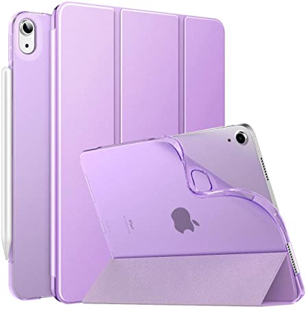 MoKo Case Fit New iPad Air 4, iPad Air 4th Generation Case 2020 10.9", Smart Trifold Stand Slim Folio Case Soft TPU Frosted Translucent Back Cover Fit iPad Air 4 2020,Auto Wake/Sleep, Purple