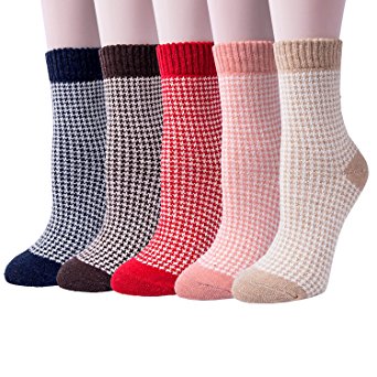 5 Pack Womens Thick Warm Comfort Cotton Casual Wool Winter Socks