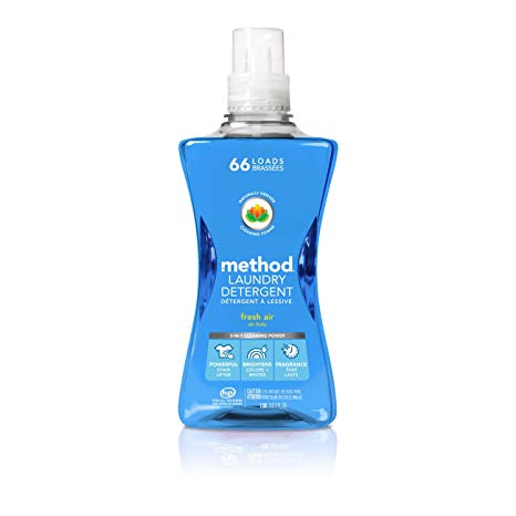 Method Concentrated Laundry Detergent, Naturally Derived, Fresh Air Scent, 264 Loads, 53.5 Ounce per Bottle (Pack of 4)