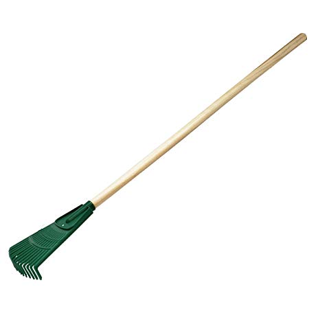 Kids Garden Rake with Solid Wood Handle Sweep Fall Leaves Lawn - Easy Grip Handle (Kids & Adults)