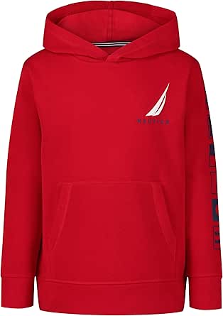 Nautica Boys' Long Sleeve Fleece Pullover Hoodie, Comfortable, Relaxed Fit