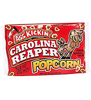 ASS KICKIN’ Carolina Reaper Pepper Microwave Popcorn – 6 Pack - Ultimate Spicy Gourmet Gift Popcorn - Makes a Great Movie Theater Popcorn or Snack Food - Try if you dare!