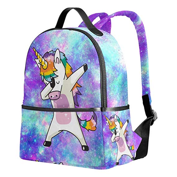 Unicorn School Backpack for Girls Galaxy Cute Bookbags Elementary School Bags 12.6"x 5" x 14.8" for 1th- 6th Grade Kids Girls Boys