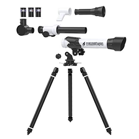 Kids Telescope, DIY Kids Telescope for Beginners, Early Development Science Toys, Three Different Magnification Eyepieces, Finder, Sky Observe, Tripod, Easy Operation, Detachable