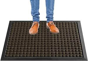 Restaurantware Comfy Feet 36 x 24 Inch Floor Mat 1 Waffle Outdoor Floor Mat - No-Slip No-Skid Backing Brown Polypropylene Entrance Mat Does Not Get Stain Heavy-Duty