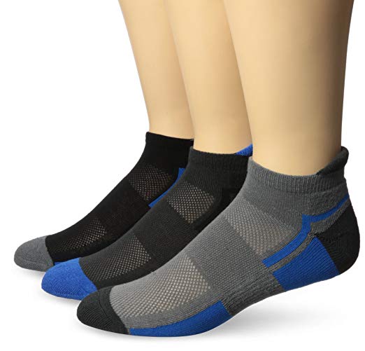 PowerSox Men's 3-Pack Powerlites No Show Socks with Moisture Control