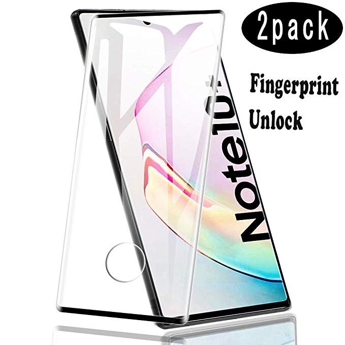 RHESHINE for Note10 Plus /Note10   5G Screen Protector, [2 Pack] [Fingerprints Sensor Compatible][Case Friendly] Tempered Glass Screen Protector for Samsung Galaxy Note 10 Plus