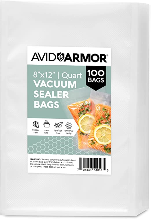100 CT Quart 8 x 12 Commercial Food Vacuum Sealer Bags BPA Free & Great for Sous Vide Avid Armor (8 x 12 QUART) by Avid Armor