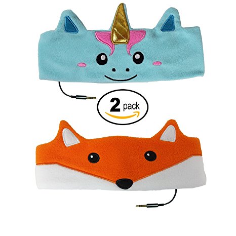 CozyPhones Kids Headphones Twin-Pack – (2PCS) Unicorn & Fox Combo - Perfect Children's Volume Limited Earphones for Home and Travel – VALUE PACK