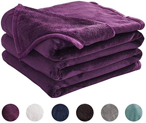 LIANLAM Fleece Blanket Lightweight Super Soft and Warm Fuzzy Plush Cozy Luxury Bed Blankets Microfiber (Purple, King(104"x90"))