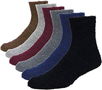 Fitu Men's Fuzzy Socks Soft Fluffy Warm Winter Cozy Plush Fleece Socks 6-pack