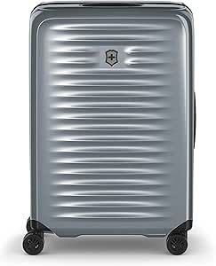 Victorinox Airox Medium Hardside Case - Sleek 4-Wheeled Luggage - Suitcase Includes Combination Lock, Spinner Wheels & More - 74 Liters, Silver