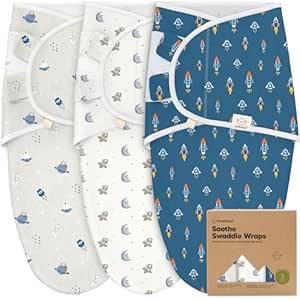 3-Pack Organic Baby Swaddle Sleep Sacks - Newborn Swaddle Sack, Ergonomic Baby Swaddles 0-3 Months, Swaddles for Newborns, Baby Sleep Sack, Baby Swaddle Blanket Wrap, Baby Essentials (Cosmo)