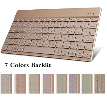 Backlit Bluetooth Keyboard,TechCode Slim Wireless 7 Colors Backlight for Notebook Computer,iPad 9.7/12.9/Air/Air 2/mini/mini2/mini3/mini4/iPad 5 4 3 2, All IOS/Android/Windows System Tablet