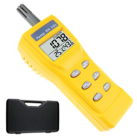Portable Digital Carbon Dioxide Temperature Humidity Indoor 9999ppm NDIR Sensor IAQ CO2 Monitor Wet Bulb Temperature (WB) Dew Point (DP) Tester CO2 Monitor for Indoor Air Quality (IAQ) Diagnosis