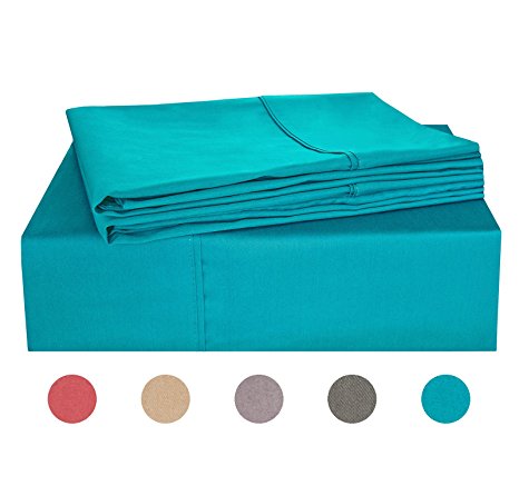 PHF 300T Sheet Set 100% Cotton Satin 4 Piece King Size Teal Green