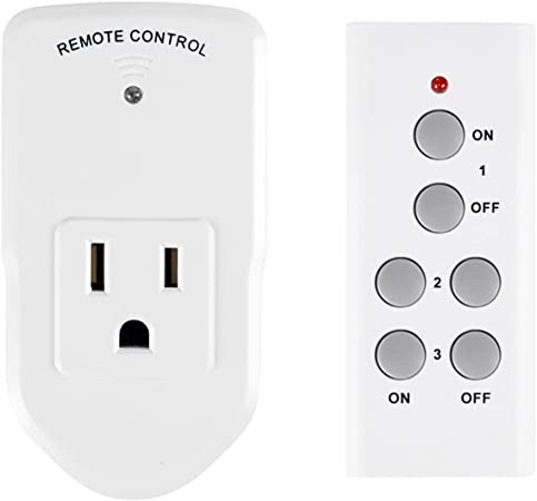 BN-LINK Wireless Remote Control Electrical Outlet Switch for Lights, Fans, Christmas Lights, Small Appliance, Long Range White 10A/1200W, 1 Remote   1 Outlet