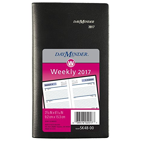 DayMinder Weekly Pocket Planner 2017, 3-5/8 x 6-1/16 , Black (SK48-00)