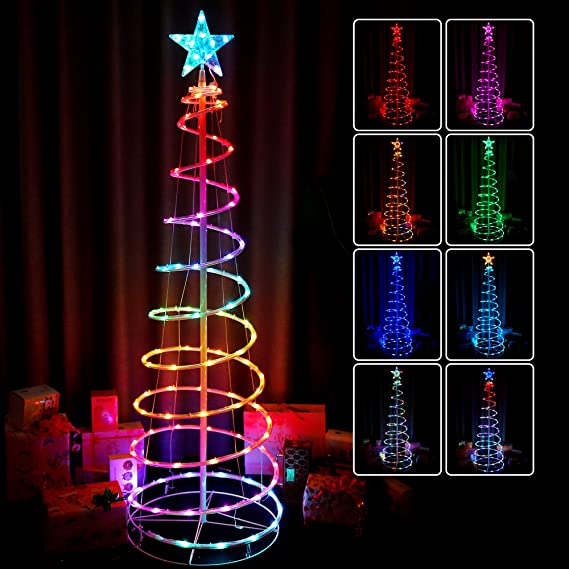 FrankEver Smart Christmas Trees lights, Indoor Outdoor Spiral Bluetooth String Lights, 5ft 103 RGBIC LEDs, IP44 Waterproof, APP & Remote control, 4 Music modes, 20 Scene modes for Festival Party Decor