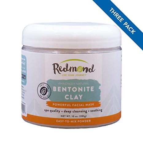 Redmond Clay - Bentonite Clay of 1000 Uses, Soothing Facial Mask, 10 Ounce (3 Pack)