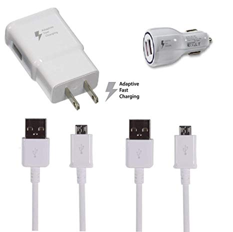 Galaxy S7 S7 Edge S6 S6 Edge LG G2 G3 G4 for Adaptive Fast Charger Micro USB 2.0 Cable Kit (Wall Charger 2 Micro USB Cable  Fast car Charger) Value Pack 3.0