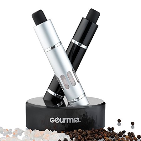 Gourmia GSP9410 Salt & Pepper Crusher Set – 2 in 1 Refillable Sea Salt and Peppercorn Mill Set With Easy Click Operation