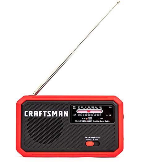 Craftsman CMXZRAZW822 Weather Radio, Rechargeable with Integrated Solar Panel and LED Flashlight