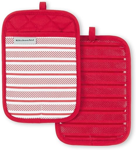 KitchenAid Albany Pot Holder 2-Pack Set, Passion Red, 7"x10"