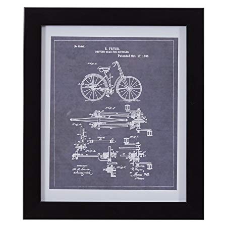 Rivet Black and White Vintage Bike Print in Black Frame, 12" x 14"