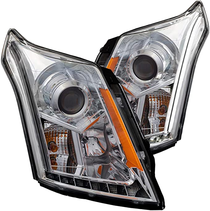 AnzoUSA 111307 Chrome/Clear/Amber Plank Style Projector Headlight for Cadillac SRX