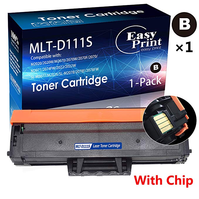 1x Compatible D111S MLT-D111S Toner Cartridge 111S for Samsung Xpress M2020W M2070W SL-M2070W SL-M2020W SL-M2070FW/XAA Wireless Printer (Black), by EasyPrint
