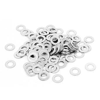 uxcell M4x8mmx0.5mm Stainless Steel Round Flat Washer for Bolt Screw 100Pcs