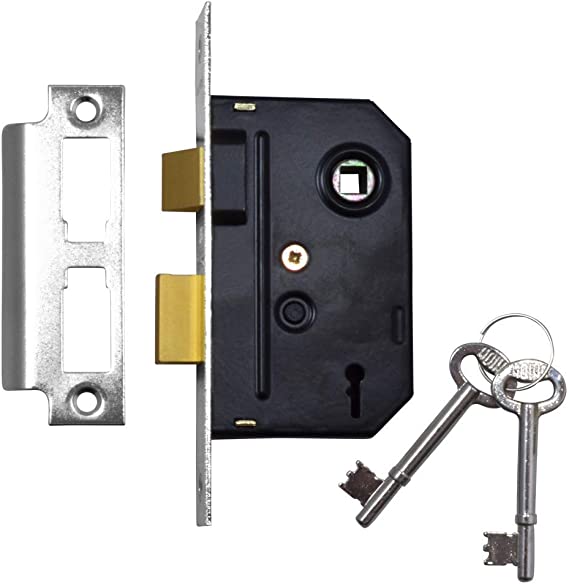 Union Locks 2295 2-Lever Mortice Sash-Lock 63mm - Chrome Finish (Boxed)