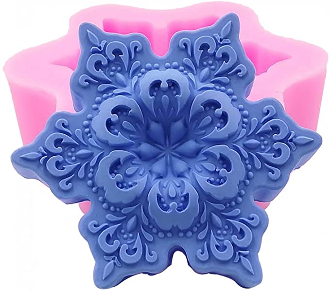 MoldFun 3D Snowflake Shaped Silicone Molds for Soap Chocolate Candy Wax Melts Resin Oreo Candle Lollipop Ice Cube Jello Cake Decorating Sugar Craft Molds